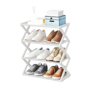 Foldable Shoe Rack 4 Tier Shoe Storage Organizer Space Saving For Closet Hallway