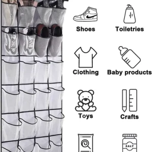 24 Pocket Hanging Over Door Shoe Organiser Storage Rack Tidy Space Saver 12 Pair