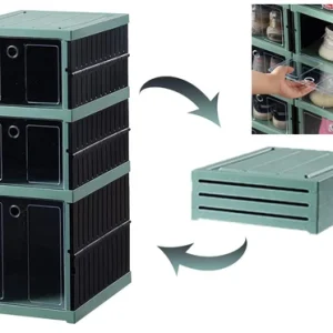 3-Tier Foldable Shoe Rack with Dust-Proof Lid, Quick Assembly for Shoes & Toys